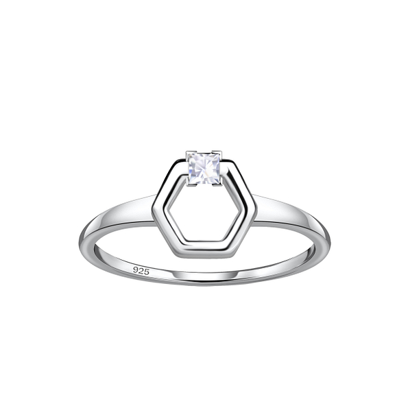 Wholesale Sterling Silver Hexagon Ring - JD24111