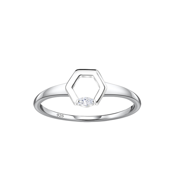 Wholesale Sterling Silver Hexagon Ring - JD24112
