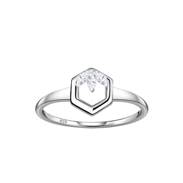 Wholesale Sterling Silver Hexagon Ring - JD24113