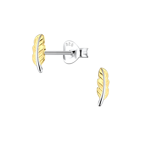 Wholesale Sterling Silver Feather Ear Studs - JD24514