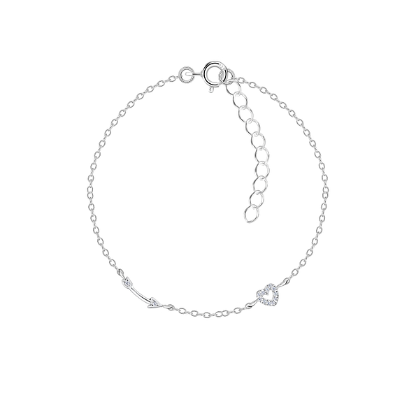 Wholesale Sterling Silver Arrow and Heart Bracelet - JD22609