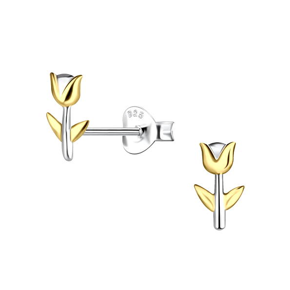 Wholesale Sterling Silver Tulip Flower Ear Studs - JD24499