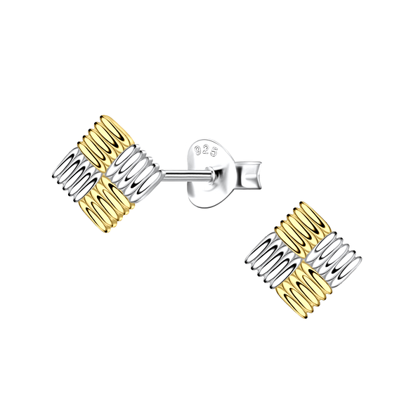 Wholesale Sterling Silver Patterned Square Ear Studs  - JD24505