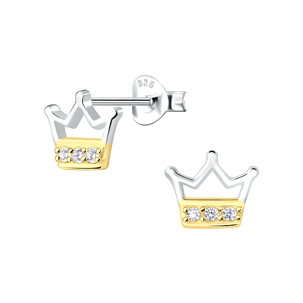 Wholesale Sterling Silver Crown Ear Studs - JD24508 Wholesale Sterling Silver Crown Ear Studs - JD24508