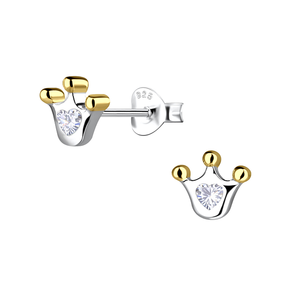 Wholesale Sterling Silver Crown Ear Studs - JD24509