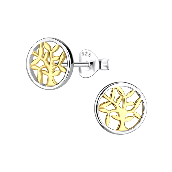 Wholesale Sterling Silver Tree of Life Ear Studs - JD24517