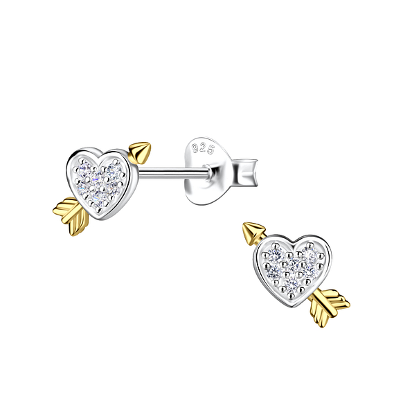 Wholesale Sterling Silver Heart Ear Studs - JD24525