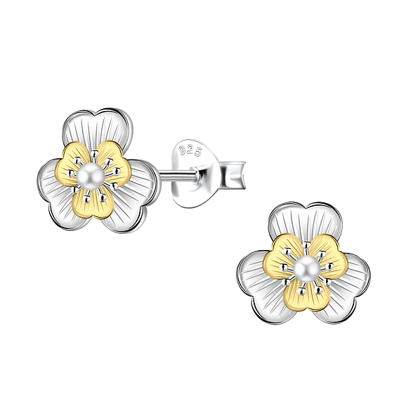 Wholesale Sterling Silver Flower Ear Studs - JD24535 Wholesale Sterling Silver Flower Ear Studs - JD24535