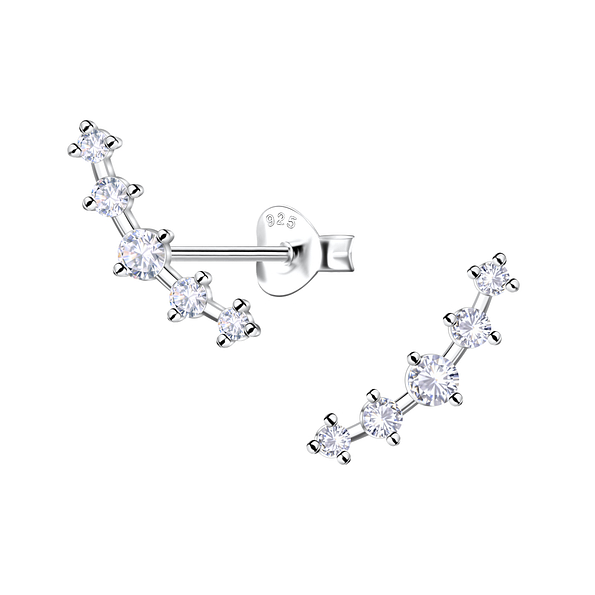 Wholesale Sterling Silver Geometric Curved Ear Studs  - JD22429