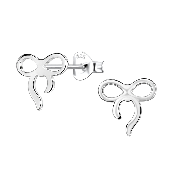 Wholesale Sterling Silver Bow Ear Studs - JD24220 Wholesale Sterling Silver Bow Ear Studs - JD24220