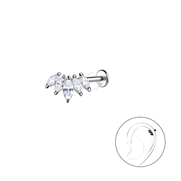 Wholesale Sterling Silver Geometric with Titanium Labret - JD22870