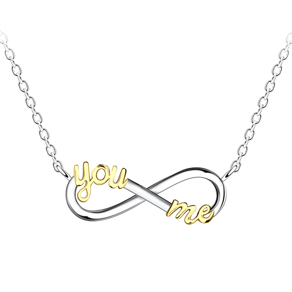 Wholesale Sterling Silver You and Me Infinity Necklace - JD24527