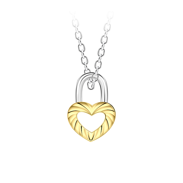 Wholesale Sterling Silver Lock Heart Necklace - JD24538
