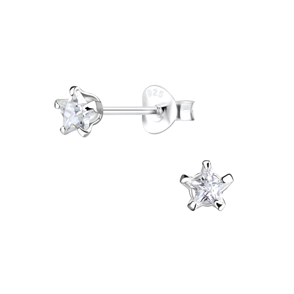 Wholesale 4mm Star Cubic Zirconia Ear Studs - JD24610