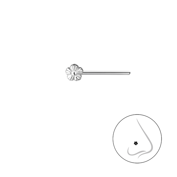 Wholesale Sterling Silver Flower Nose Stud - JD24942