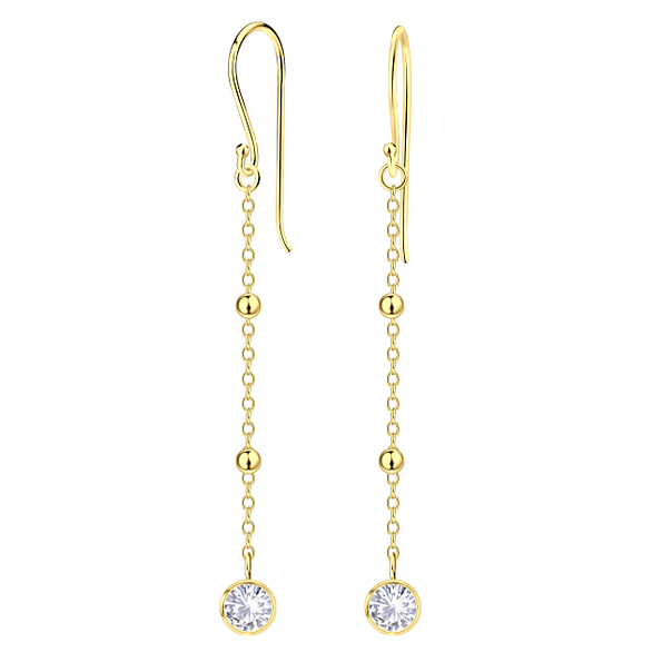 Wholesale Sterling Silver Satellite Chain with Single Stone Earrings - JD25136 Wholesale Sterling Silver Satellite Chain with Single Stone Earrings - JD25136