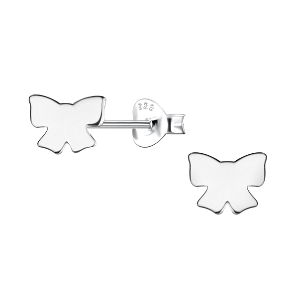 Wholesale Sterling Silver Bow Ear Studs - JD24454 Wholesale Sterling Silver Bow Ear Studs - JD24454