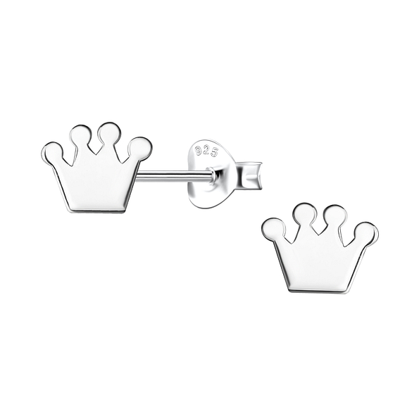 Wholesale Sterling Silver Crown Ear Studs - JD24456 Wholesale Sterling Silver Crown Ear Studs - JD24456