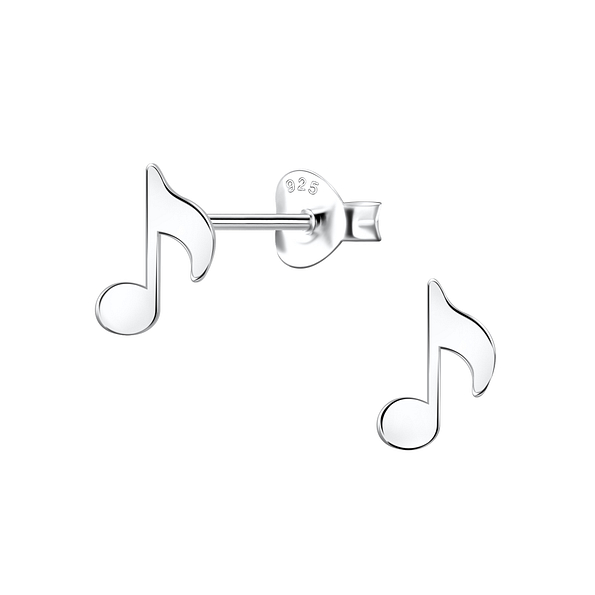 Wholesale Sterling Silver Music Note Ear Studs - JD24466