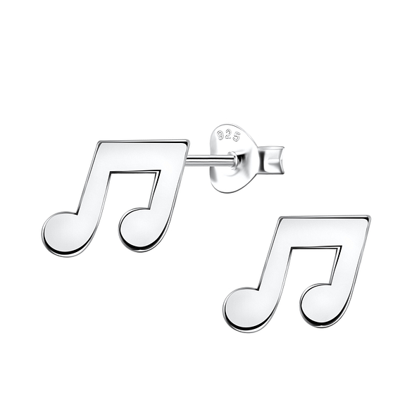 Wholesale Sterling Silver Music Note Ear Studs - JD24467