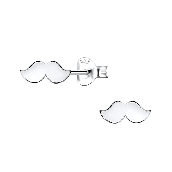 Wholesale Sterling Silver Moustache Ear Studs - JD24469 Wholesale Sterling Silver Moustache Ear Studs - JD24469
