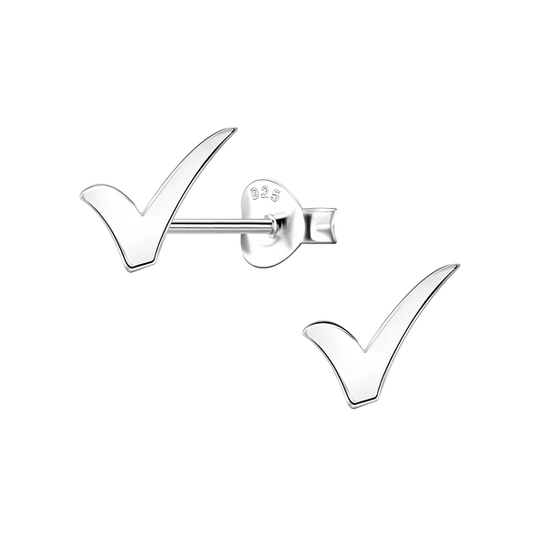 Wholesale Sterling Silver Tick Sign Ear Studs - JD24470