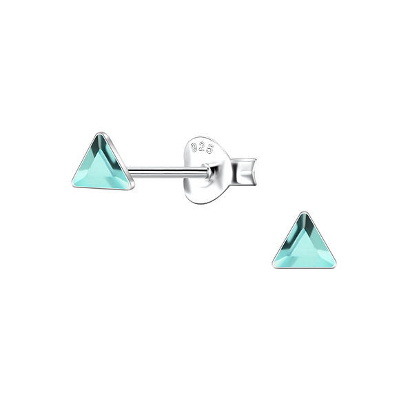 Wholesale 3mm Triangle Crystal Sterling Silver Ear Studs - JD24727