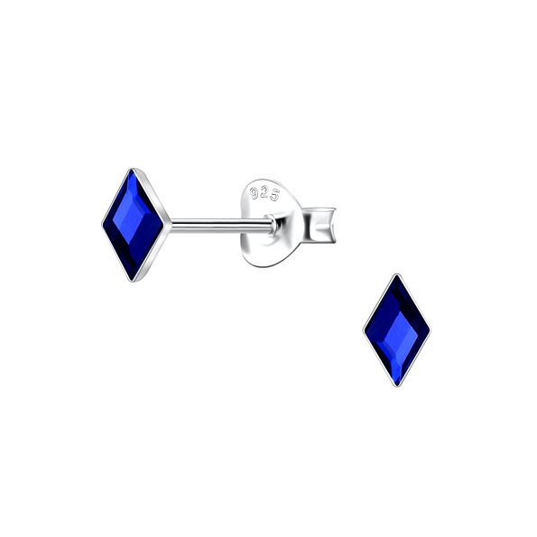 Wholesale 3x5mm Diamond Shaped Crystal Sterling Silver Ear Studs - JD24731