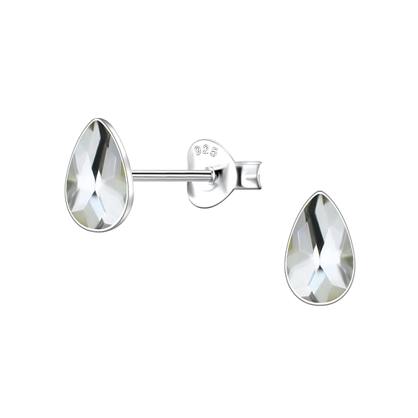 Wholesale 3x5mm Pear Crystal Sterling Silver Ear Studs - JD24732 Wholesale 3x5mm Pear Crystal Sterling Silver Ear Studs - JD24732