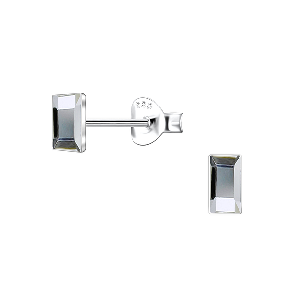 Wholesale 2x5mm Rectangle Crystal Sterling Silver Ear Studs - JD24734