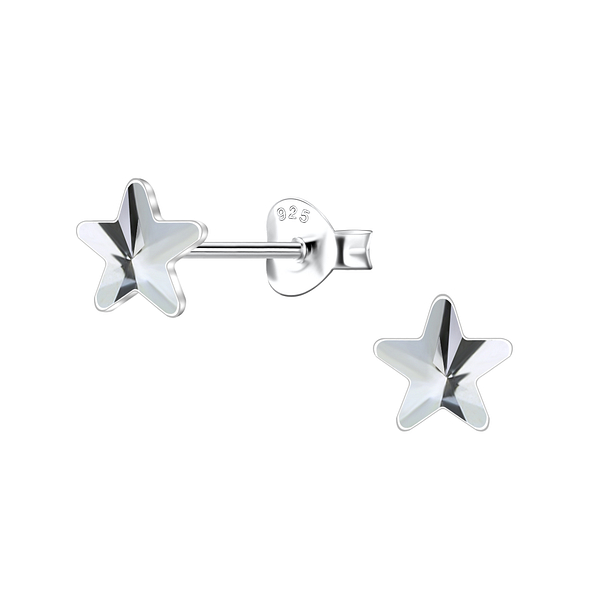 Wholesale 5mm Star Crystal Sterling Silver Ear Studs - JD24736 Wholesale 5mm Star Crystal Sterling Silver Ear Studs - JD24736
