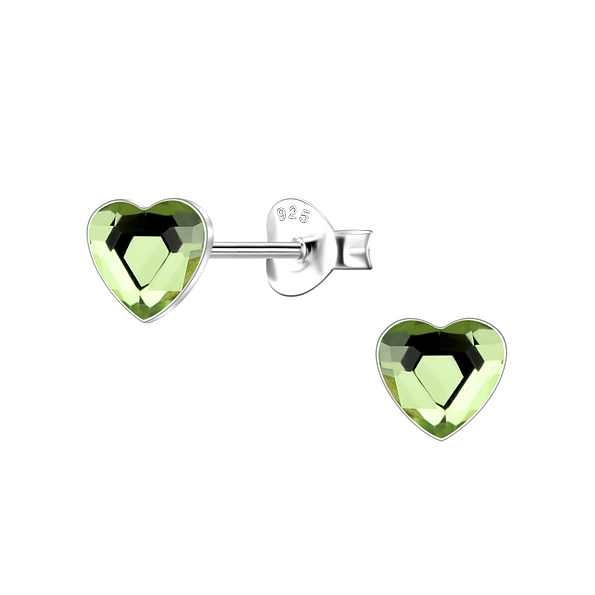 Wholesale 6mm Heart Crystal Sterling Silver Ear Studs - JD24737