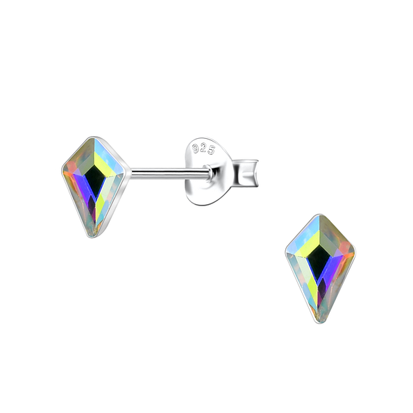Wholesale 4x6mm Kite Shaped Crystal Sterling Silver Ear Studs - JD24738