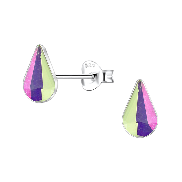 Wholesale 5x8mm Teardrop Crystal Sterling Silver Ear Studs  - JD24739