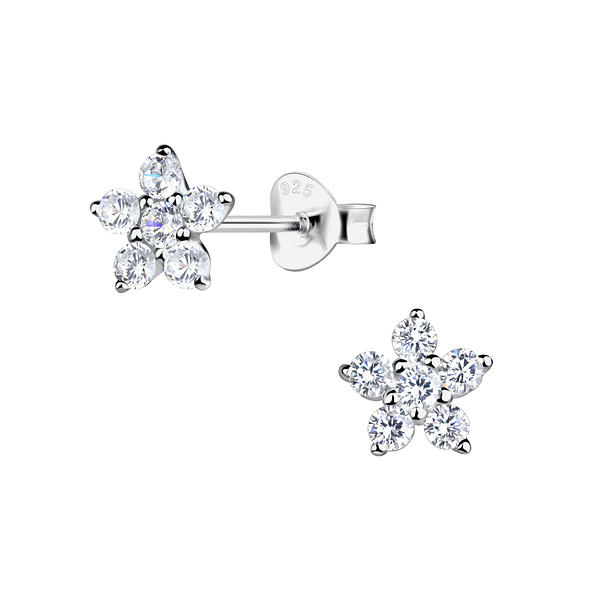 Wholesale Sterling Silver Flower Ear Studs - JD24205