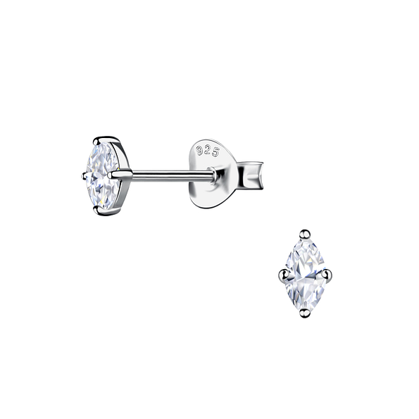 Wholesale 2x4mm Marquise Cubic Zirconia Sterling Silver Ear Studs - JD24200