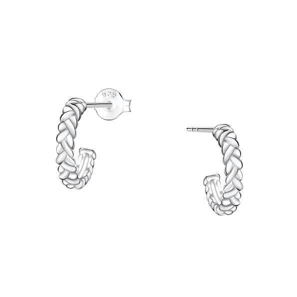 Wholesale Sterling Silver Braid Half Hoop Ear Studs - JD24906 Wholesale Sterling Silver Braid Half Hoop Ear Studs - JD24906