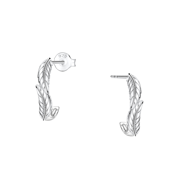 Wholesale Sterling Silver Leaf Half Hoop Ear Studs - JD24923