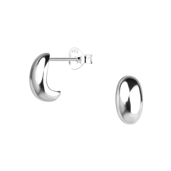 Wholesale Sterling Silver Half Hoop Ear Studs - JD24939 Wholesale Sterling Silver Half Hoop Ear Studs - JD24939