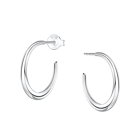Wholesale Sterling Silver Half Hoop Ear Studs - JD24940 Wholesale Sterling Silver Half Hoop Ear Studs - JD24940