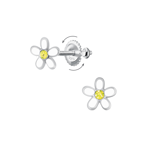 Wholesale Sterling Silver Flower Screw Back Ear Studs - JD24014