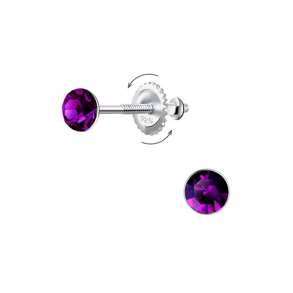 Wholesale 4mm Round Crystal Screw Back Ear Studs - JD24018
