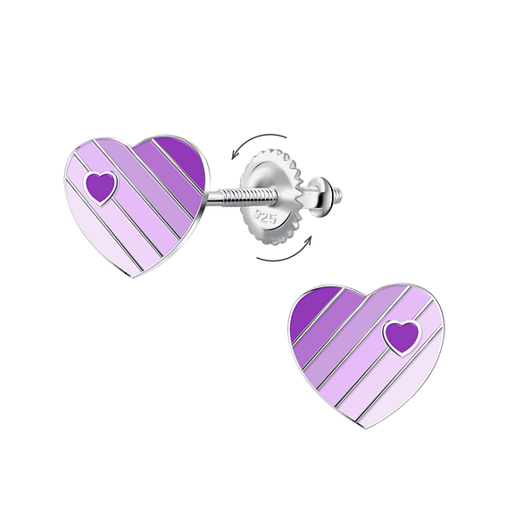 Wholesale Sterling Silver Heart Screw Back Ear Studs - JD24029