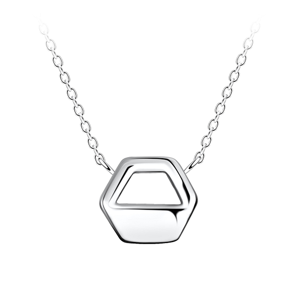 Wholesale Sterling Silver Hexagon Necklace - JD24174