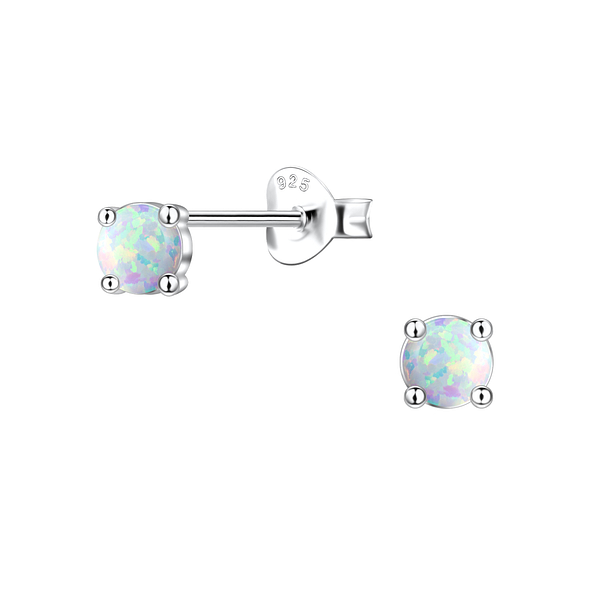 Wholesale 4mm Opal Sterling Silver Ear Studs - JD22019