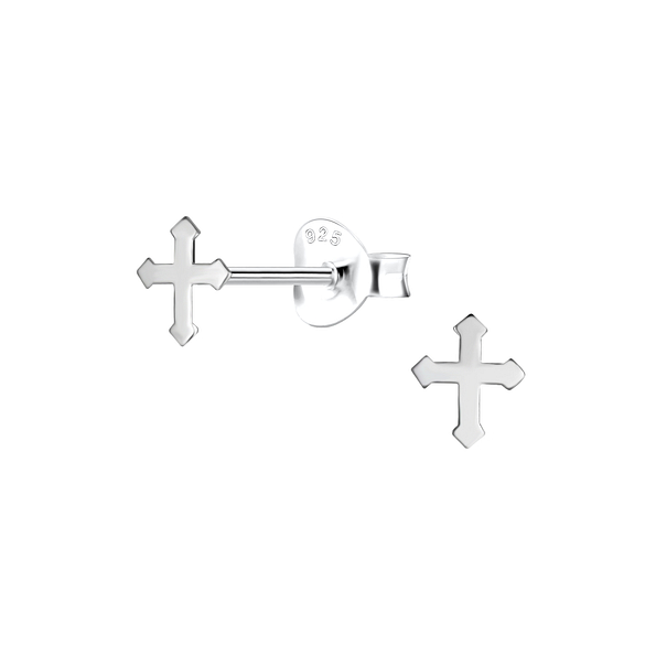 Wholesale Sterling Silver Cross Ear Studs - JD25280 Wholesale Sterling Silver Cross Ear Studs - JD25280