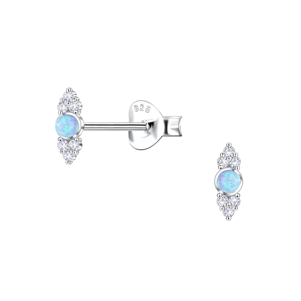 Wholesale Sterling Silver Geometric Opal Ear Studs - JD23628