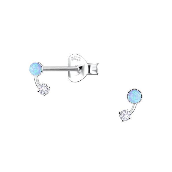 Wholesale Sterling Silver Geometric Opal Ear Studs - JD23675