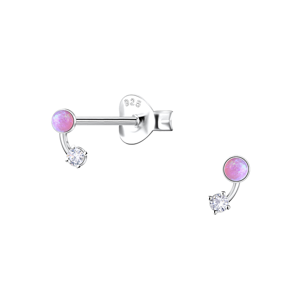 Wholesale Sterling Silver Geometric Opal Ear Studs - JD23676
