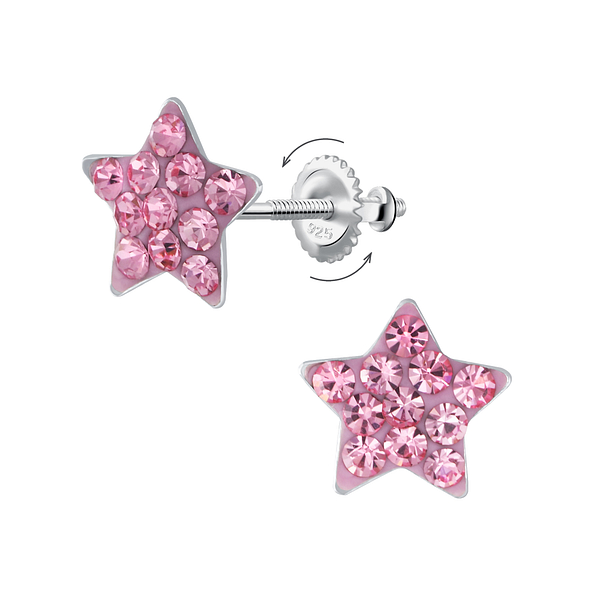 Wholesale Sterling Silver Star Screw Back Ear Studs - JD24027